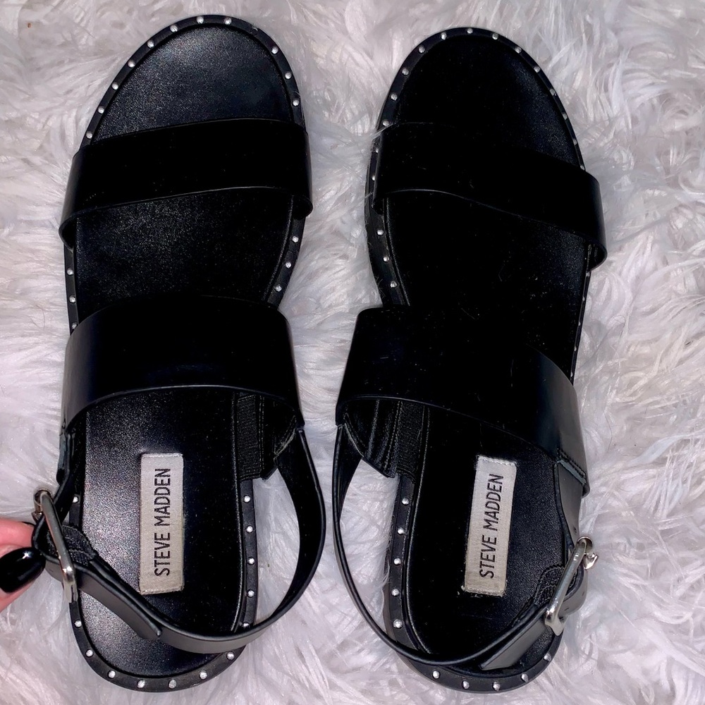 Steve Madden Black Leather Sandals